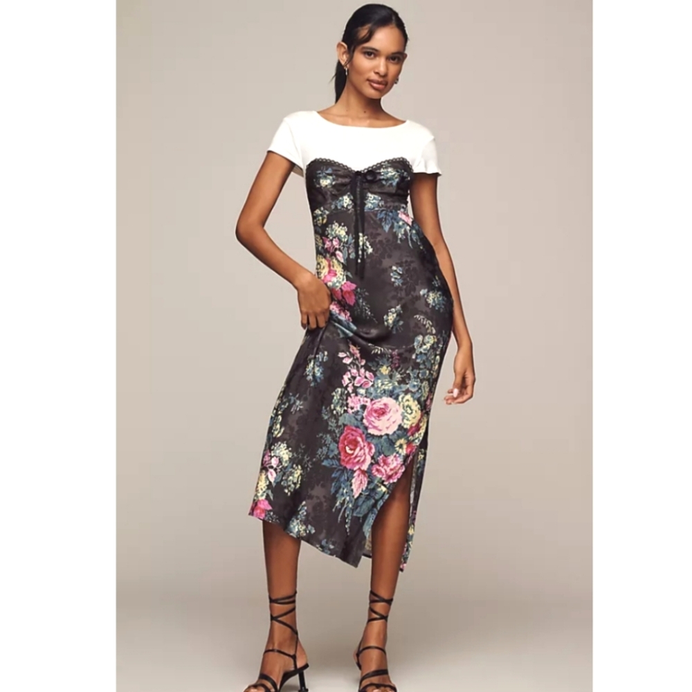 Nwt Anthropologie Twofer Midi Slip Dress Size Large